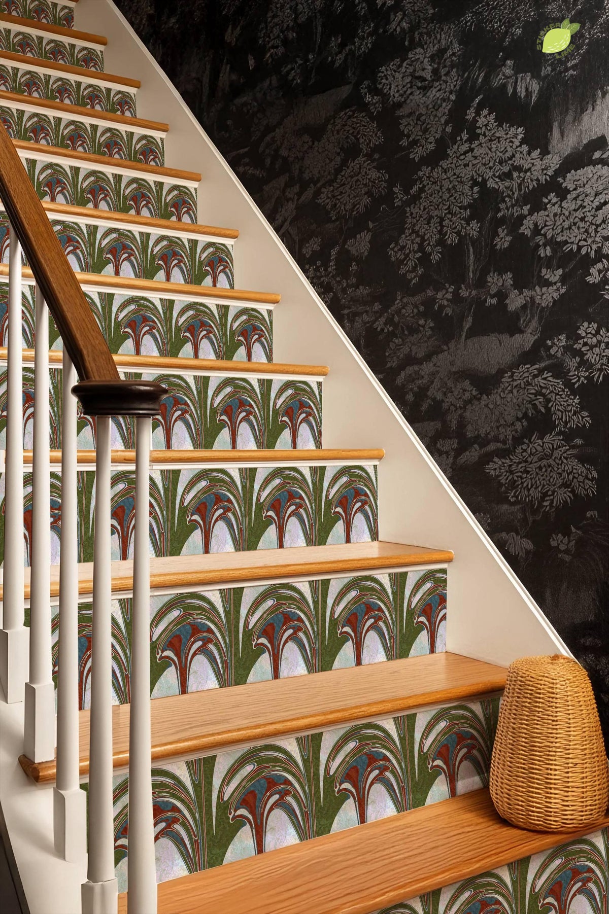 Art Nouveau Geyser Abstract peel and stick stair riser decals, photo 8 of 8