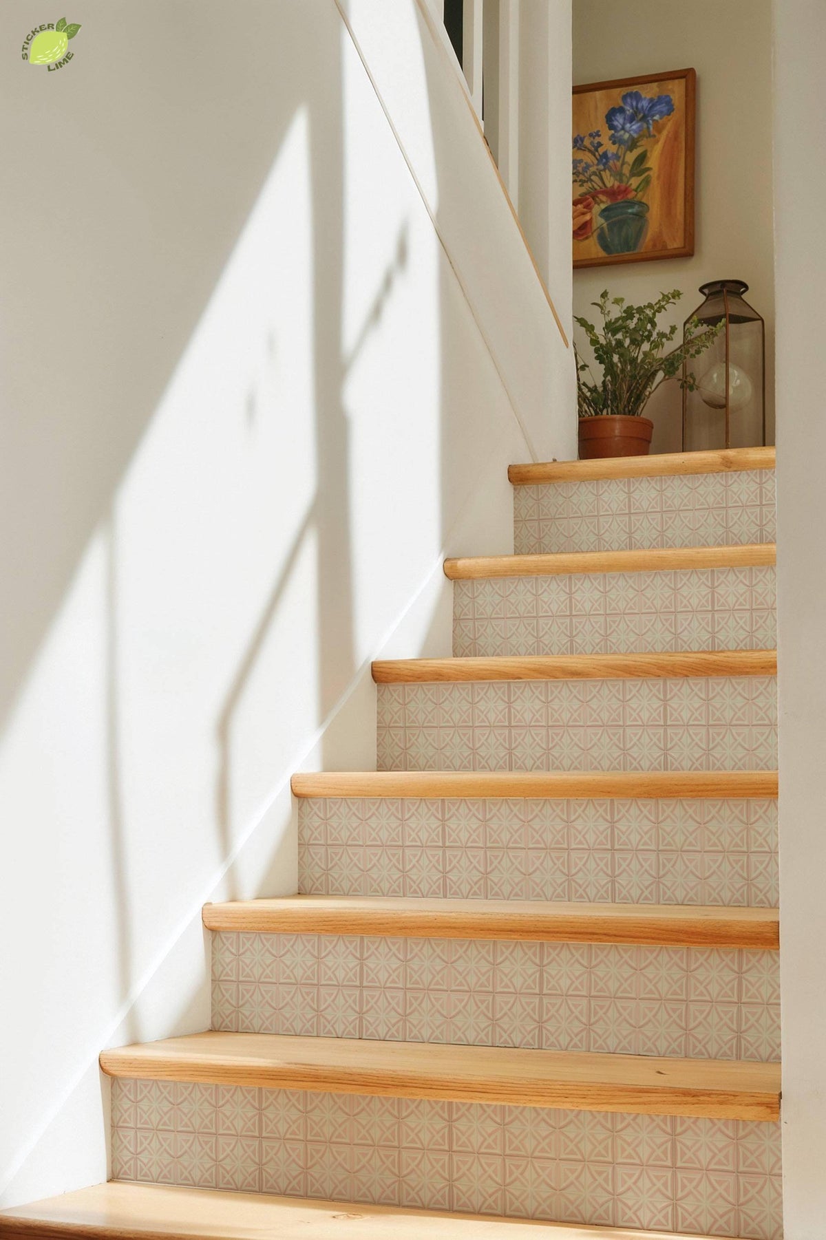 Blush Deco Lattice peel and stick tile decals, photo 8 of 8