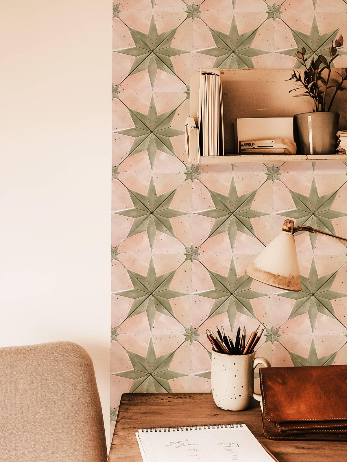 Pink & Green Boho Star peel and stick tile decals, photo 8 of 8