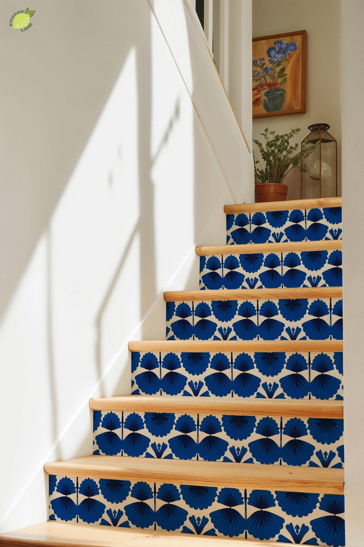 Cobalt Macro Scallop Medallion peel and stick tile decals, photo 8 of 8
