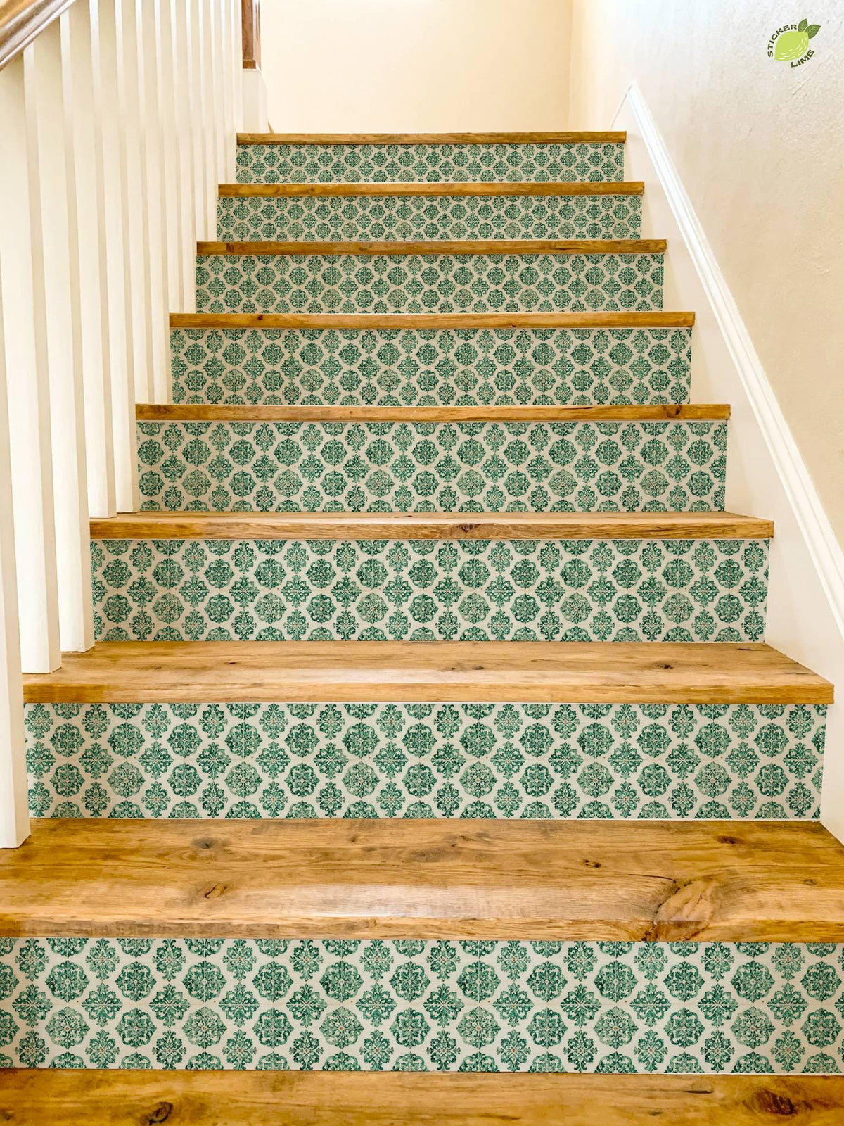 Royal Damask Classic Tile peel and stick stair riser decals, photo 8 of 8