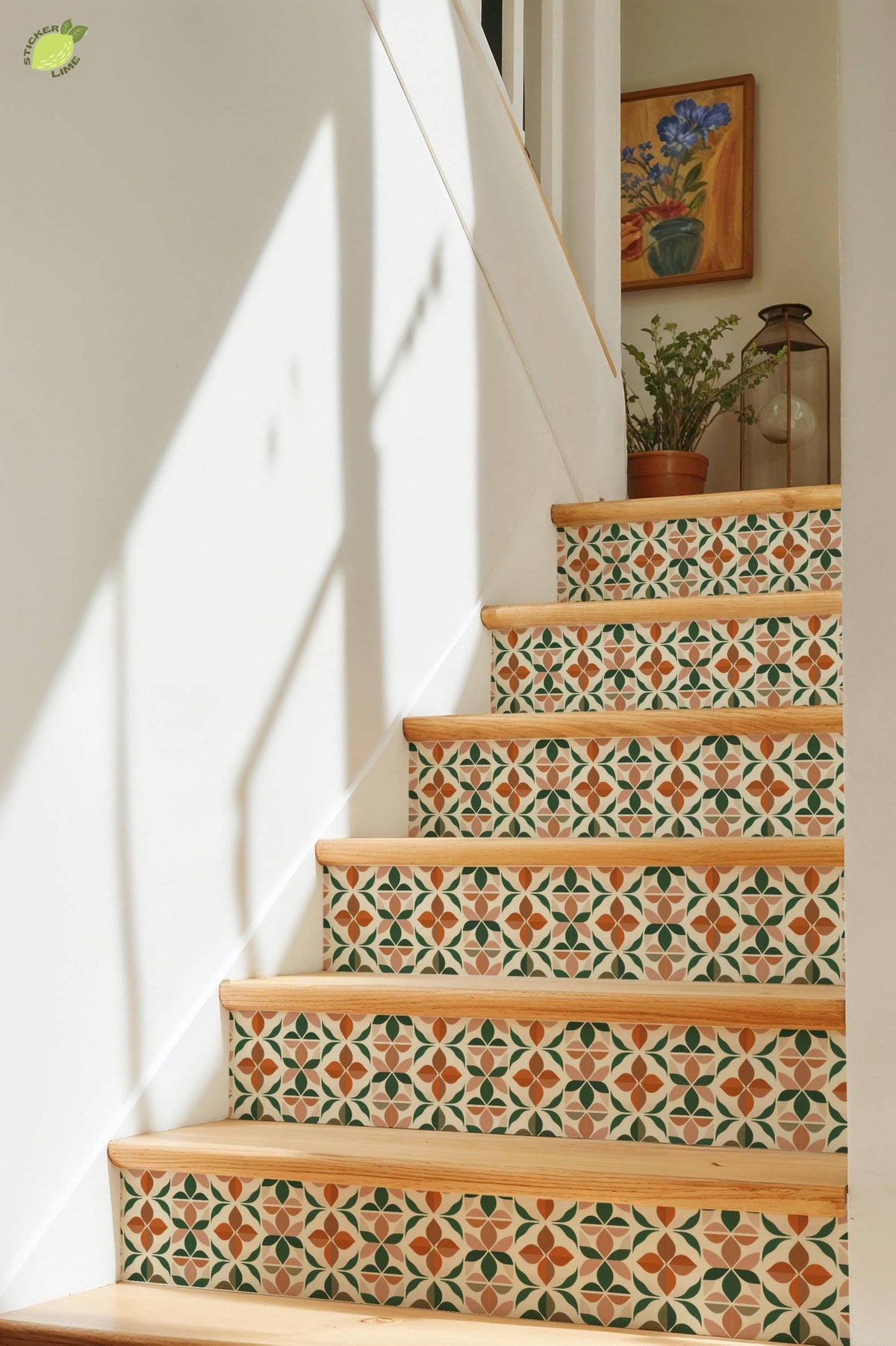 Mid-Century Botanical Geometric Motif peel and stick tile decals, photo 8 of 8