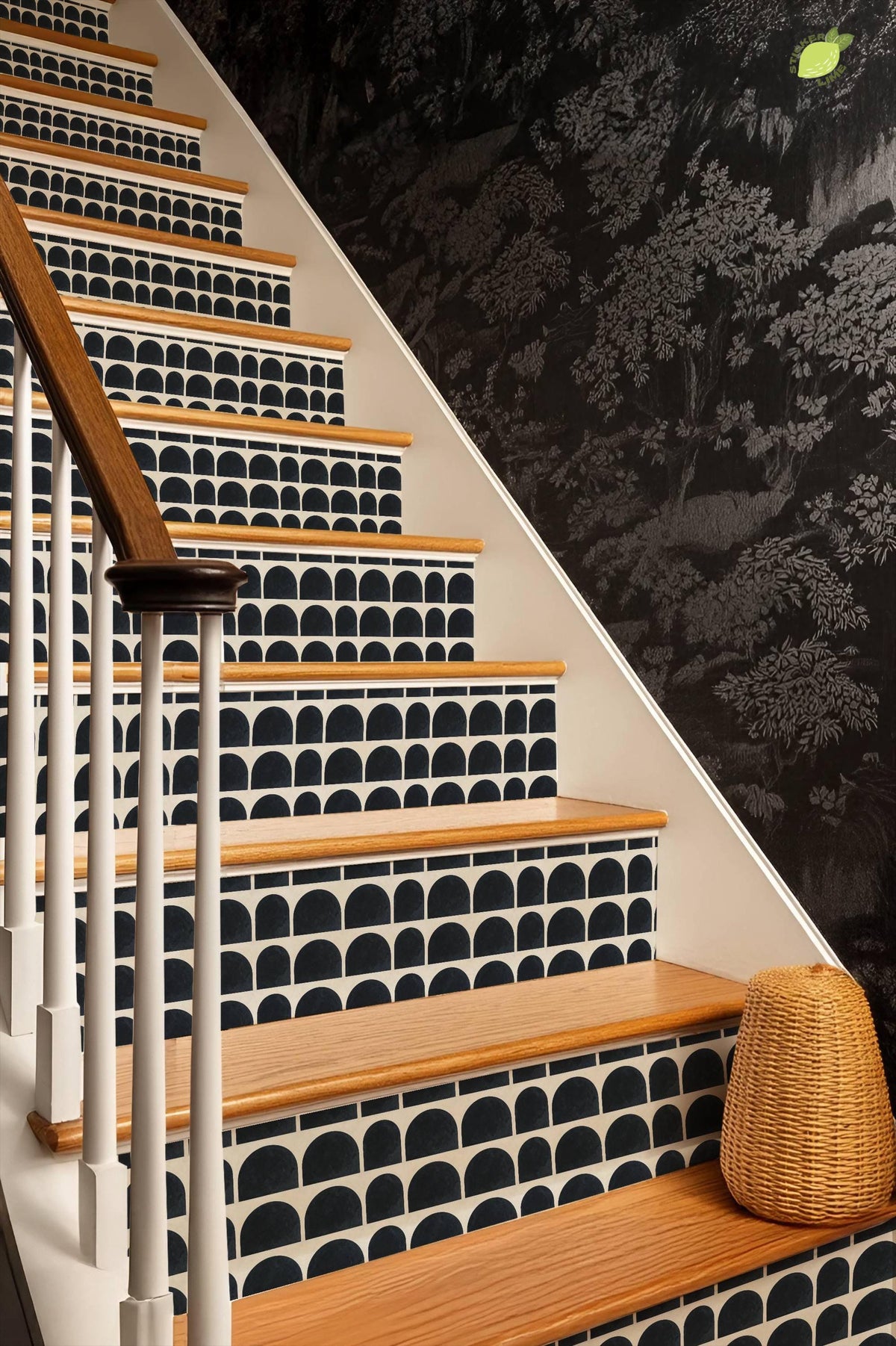 Charcoal Macro Architectural Arch peel and stick stair riser decals, photo 8 of 8