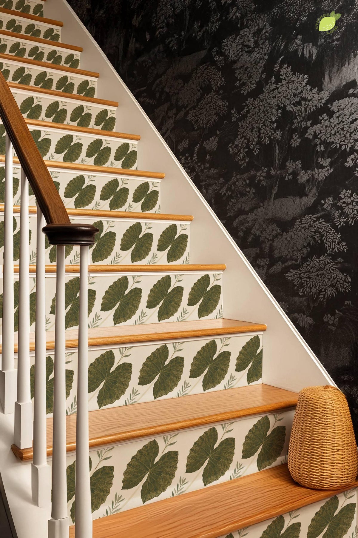 Ivory Quiet Grasscloth Texture peel and stick stair riser decals, photo 8 of 8