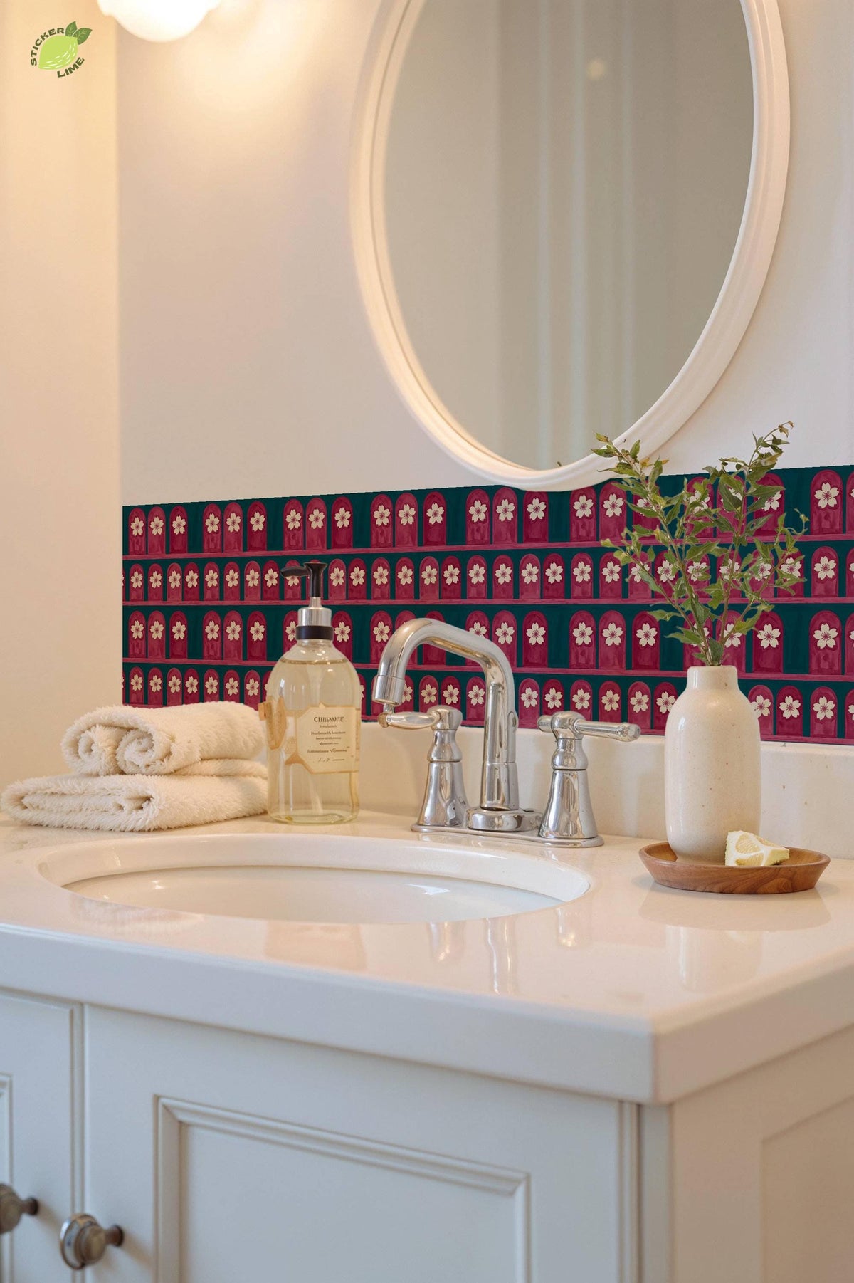 Pink Arches Cherry Blossom peel and stick tile decals, photo 8 of 8