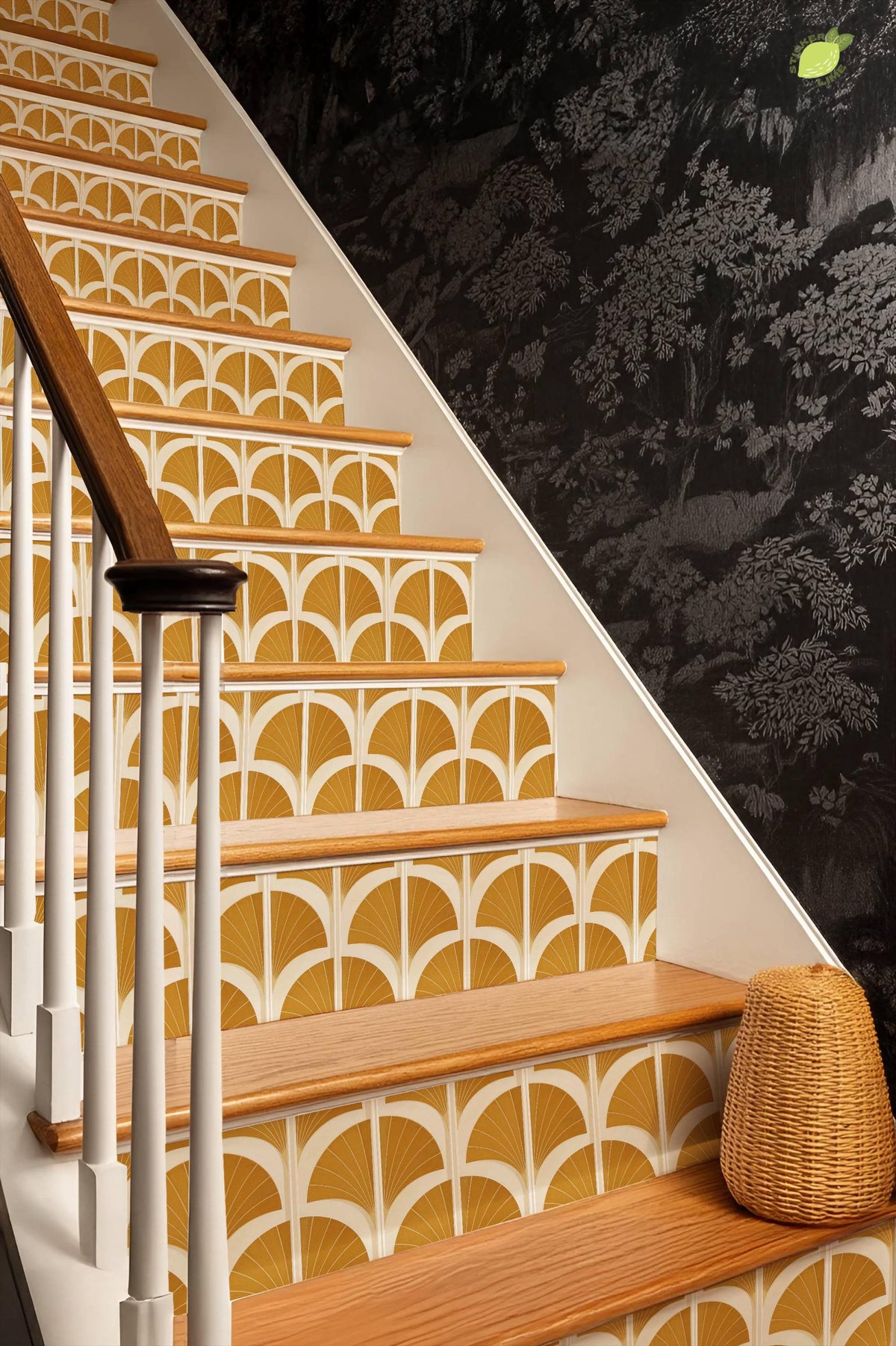 Saffron Art Deco Fan peel and stick stair riser decals, photo 8 of 8
