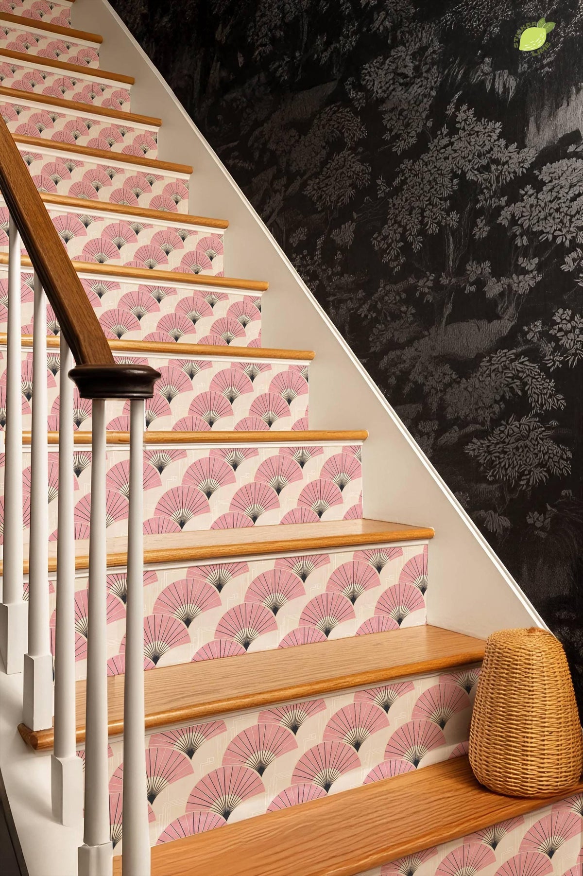 Sakura Pink Deco Fan peel and stick stair riser decals, photo 8 of 8
