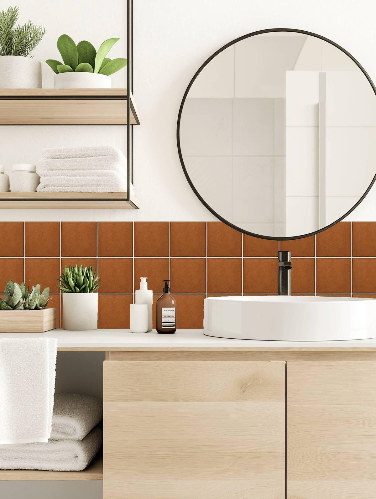 Aged terracotta peel and stick tile decals