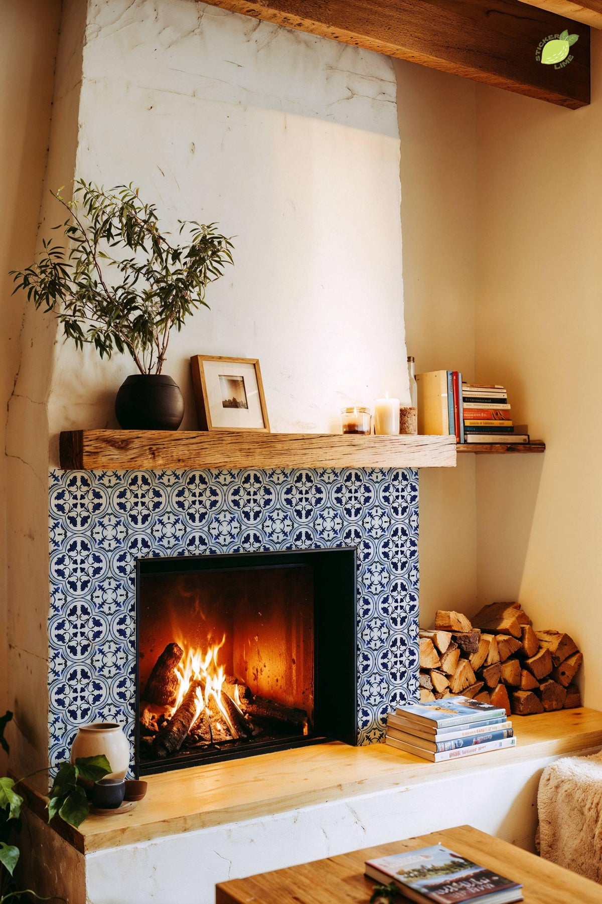 Blue & White Amalfi peel and stick tile decals, photo 6 of 8