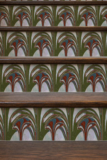 Art Nouveau Geyser Abstract peel and stick stair riser decals