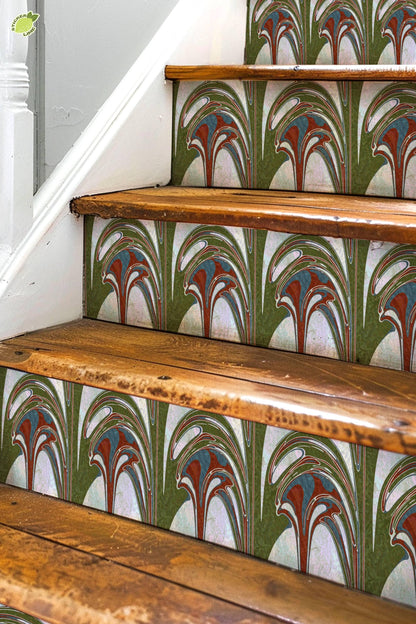 Art Nouveau Geyser Abstract peel and stick stair riser decals, photo 3 of 8