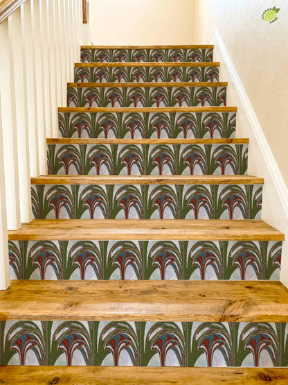Art Nouveau Geyser Abstract peel and stick stair riser decals, photo 4 of 8