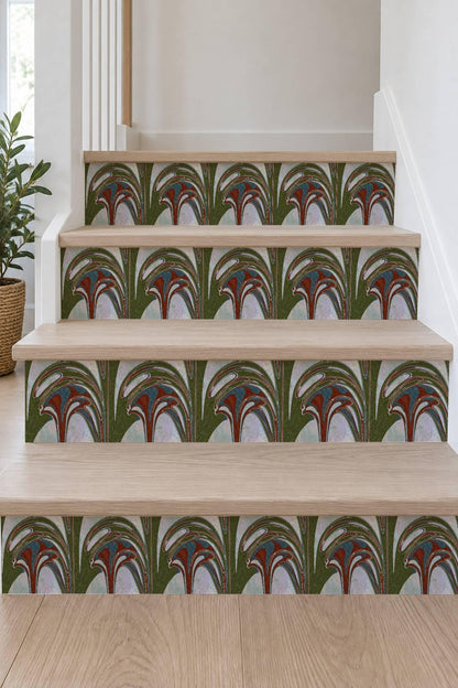 Art Nouveau Geyser Abstract peel and stick stair riser decals, photo 7 of 8