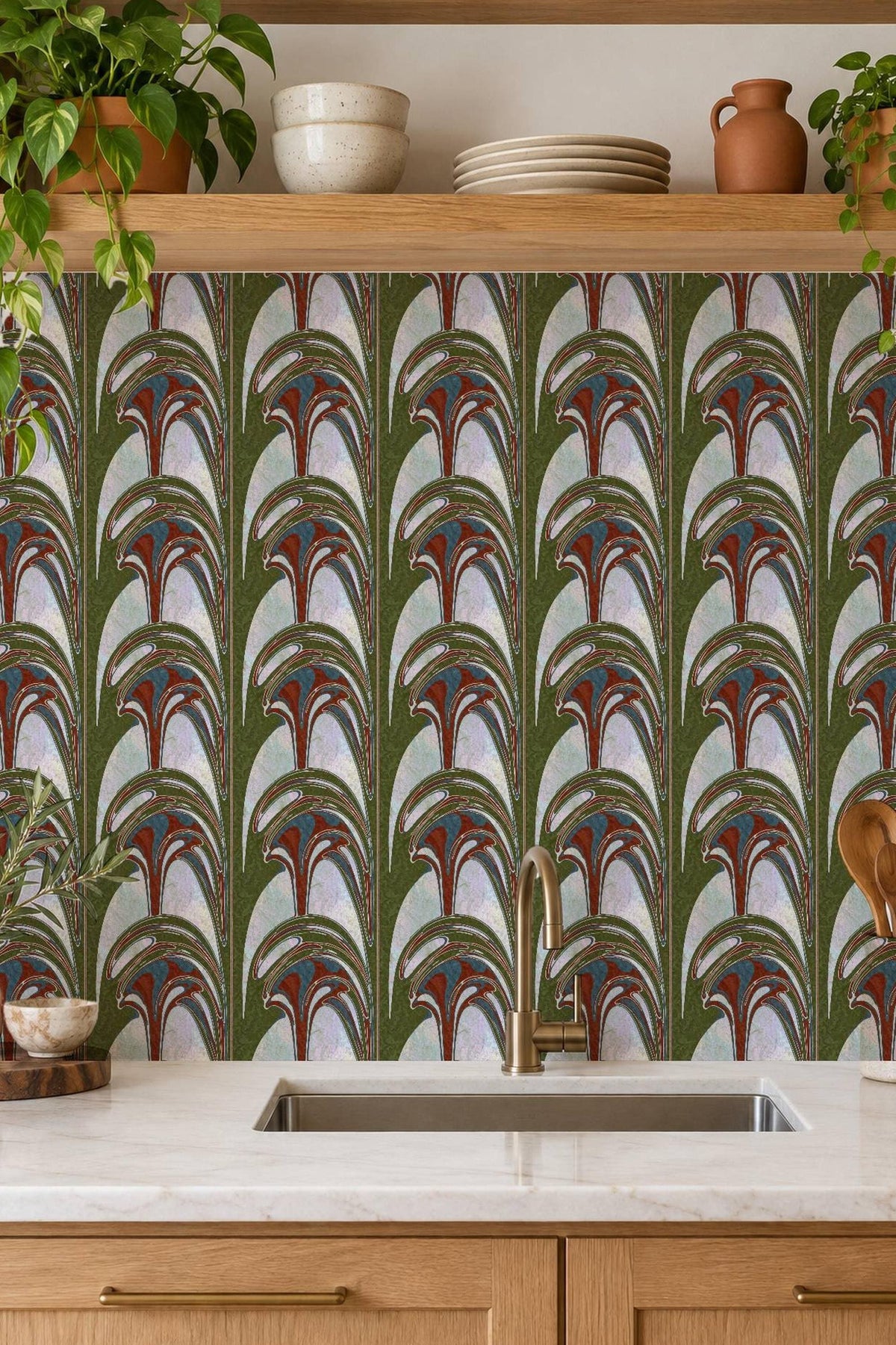 Mockups show the pattern in a room. Check the size menu for the decal dimensions.