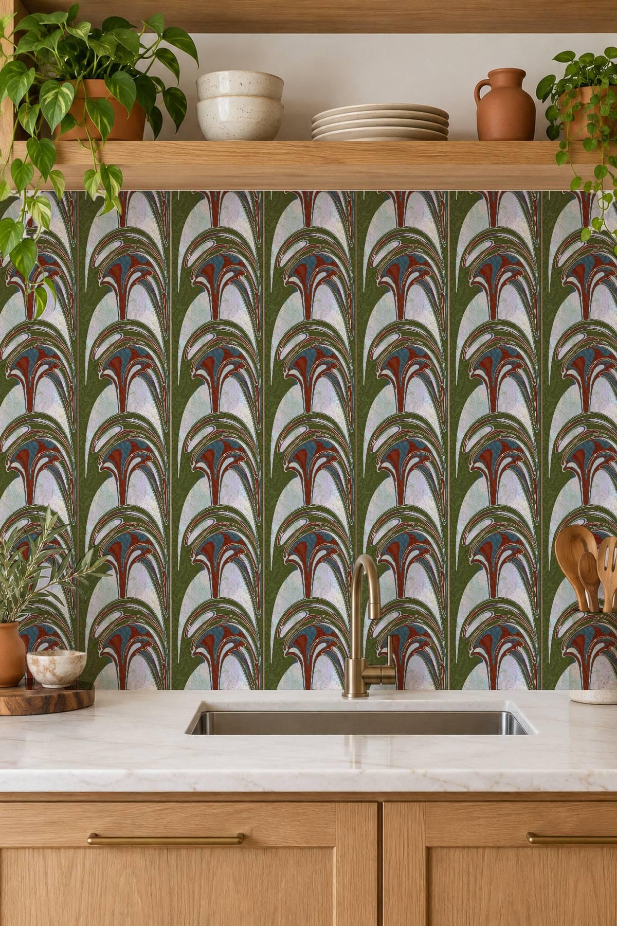 Art Nouveau Geyser Abstract peel and stick tile decals, photo 3 of 8