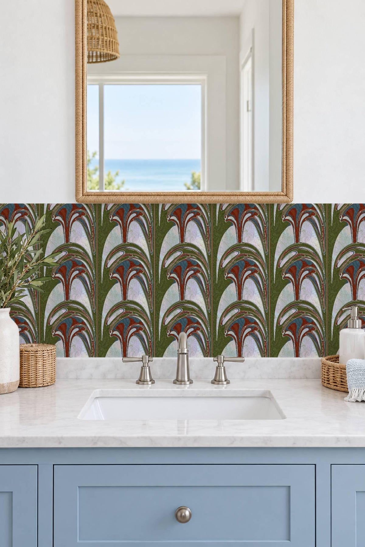 Art Nouveau Geyser Abstract peel and stick tile decals, photo 4 of 8