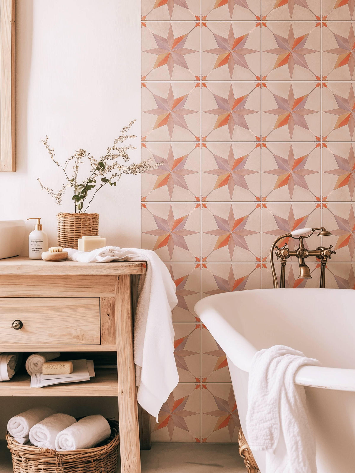 Beige & Purple Boho Star peel and stick tile decals, photo 5 of 8