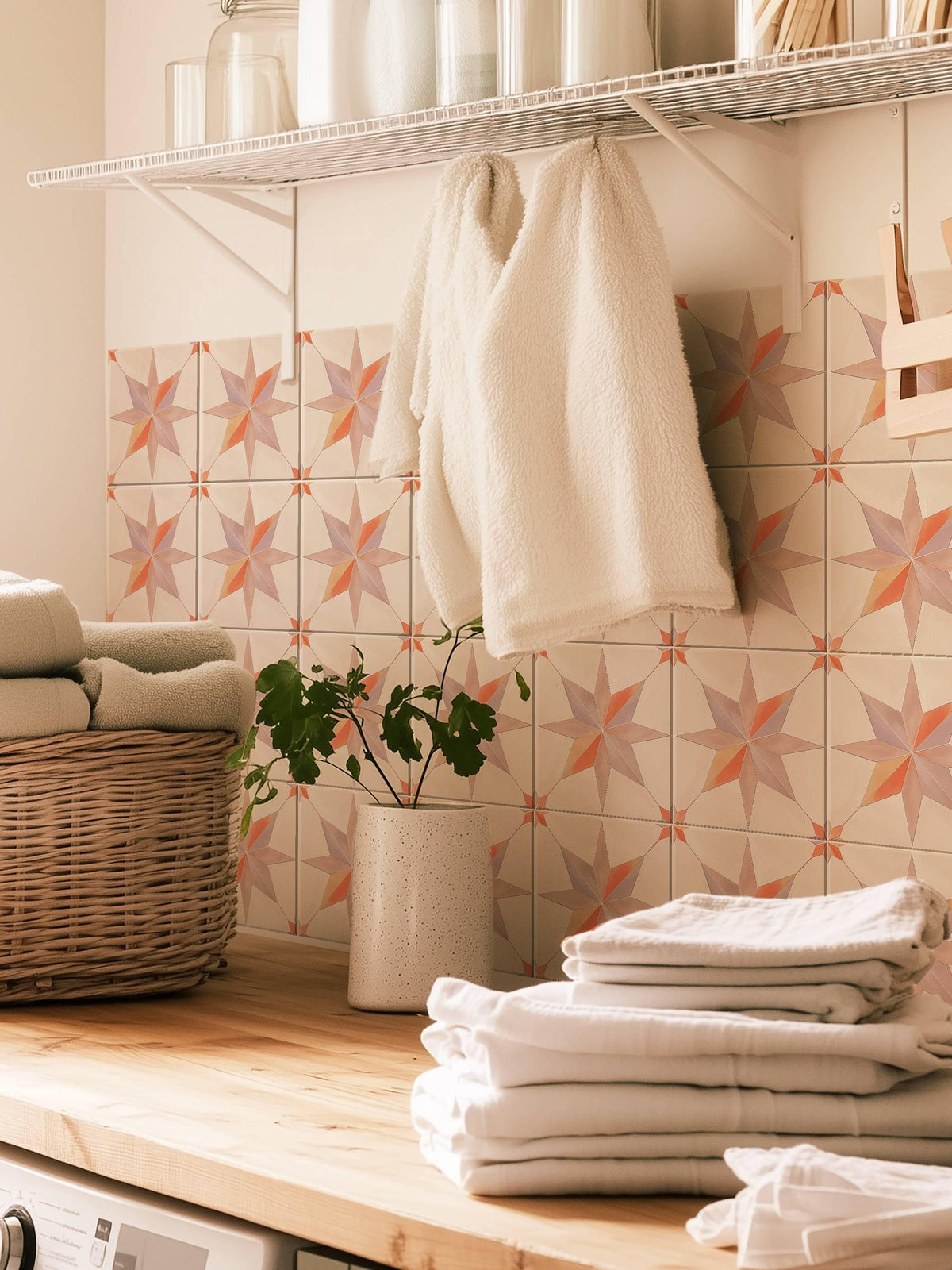 Beige & Purple Boho Star peel and stick tile decals, photo 7 of 8