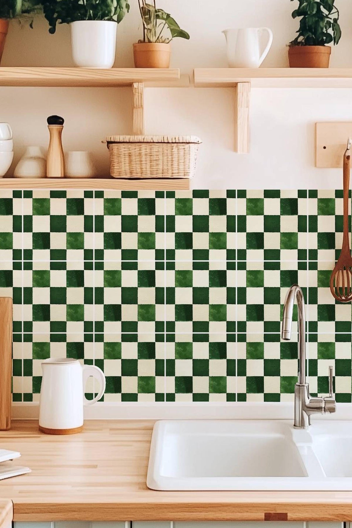 Big Gingham peel and stick tile decals