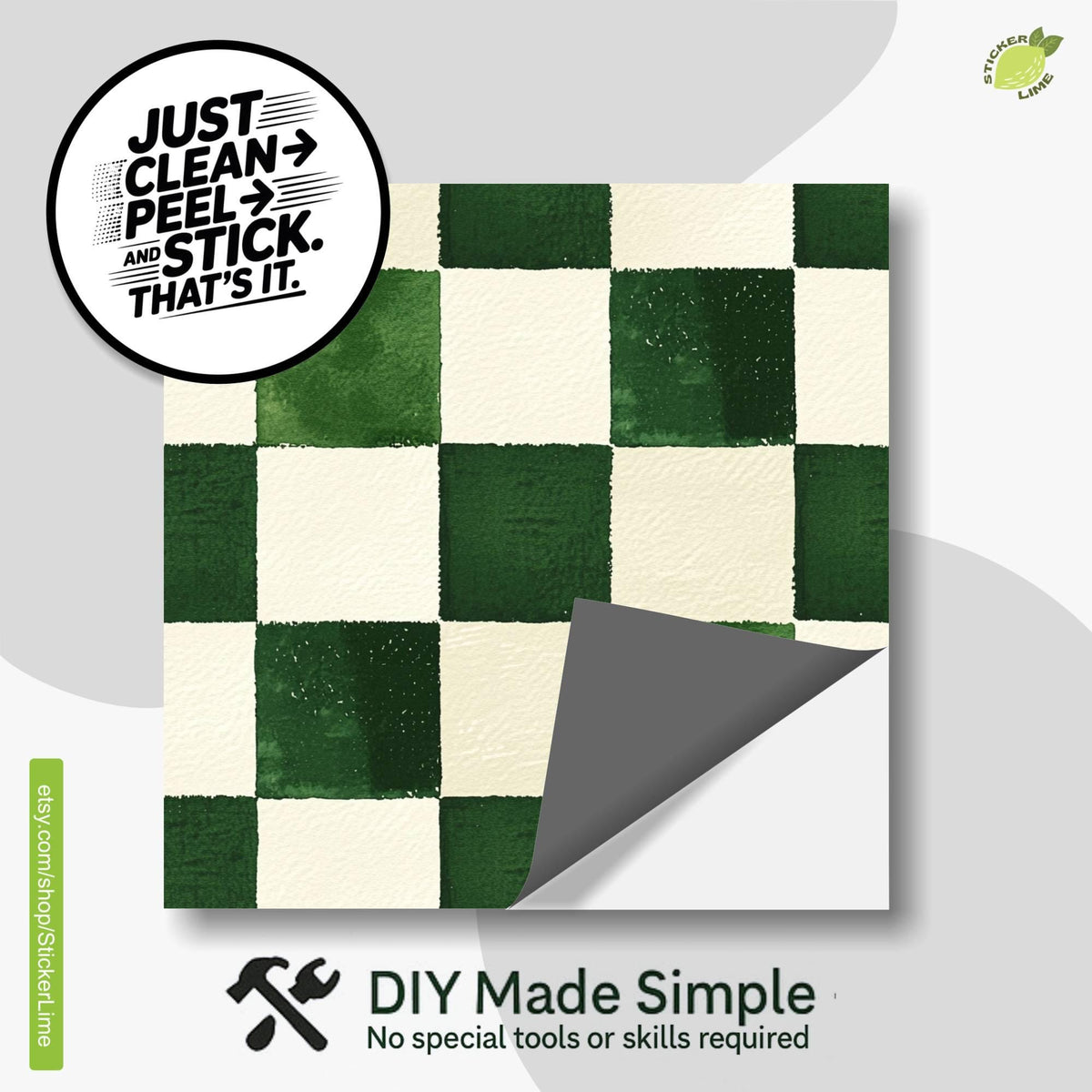 Big Gingham peel and stick tile decals, photo 2 of 8