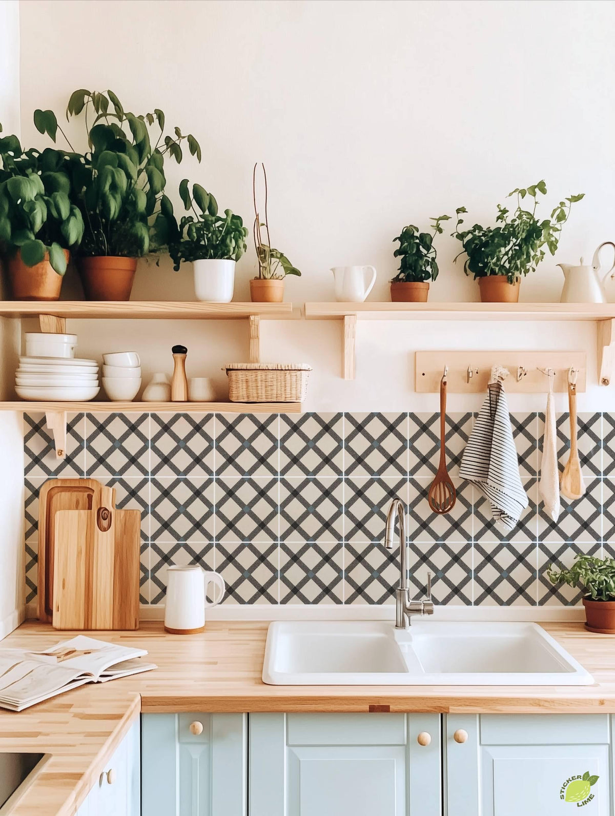Black Ivory Herringbone Weave peel and stick tile decals, photo 5 of 8