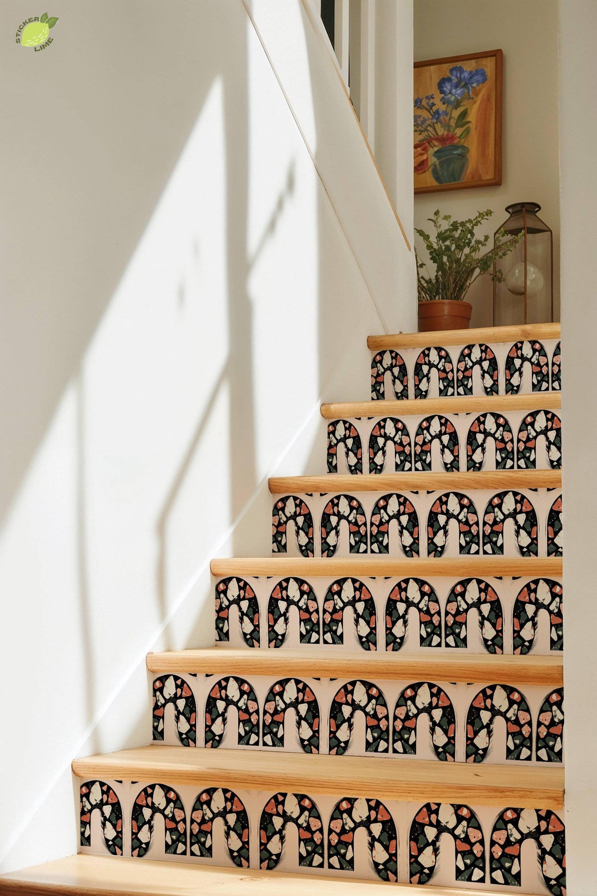 Black Ivory Terrazzo Arch peel and stick tile decals, photo 8 of 8