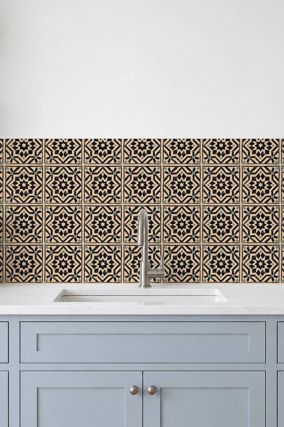 Mockups show the pattern in a room. Check the size menu for the decal dimensions.