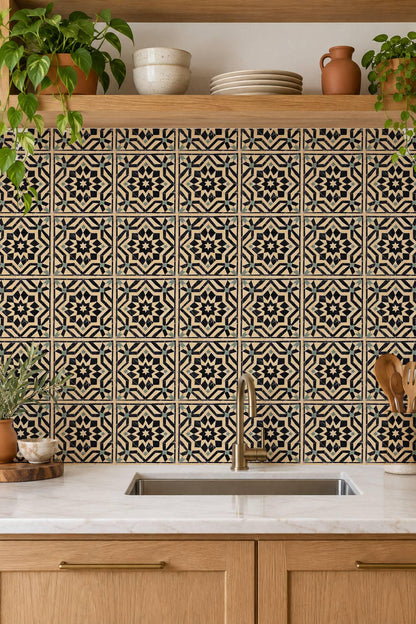 Black Moroccan Star peel and stick tile decals, photo 3 of 8