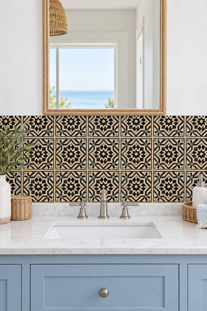 Black Moroccan Star peel and stick tile decals, photo 4 of 8