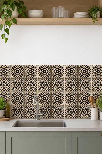 Black Moroccan Star peel and stick tile decals, photo 6 of 8