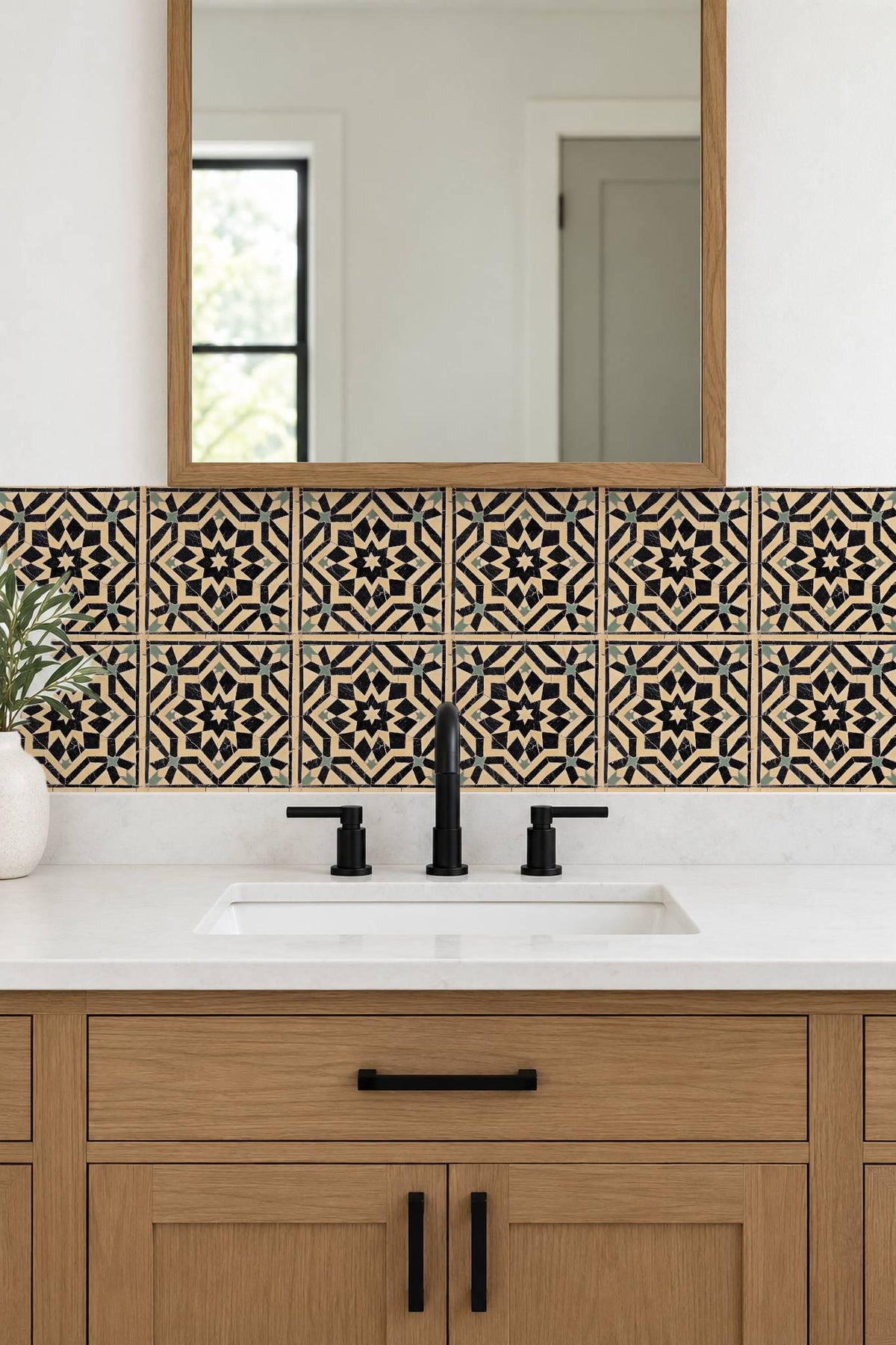 Black Moroccan Star peel and stick tile decals, photo 7 of 8