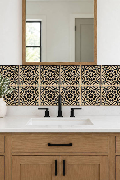 Black Moroccan Star peel and stick tile decals, photo 7 of 8