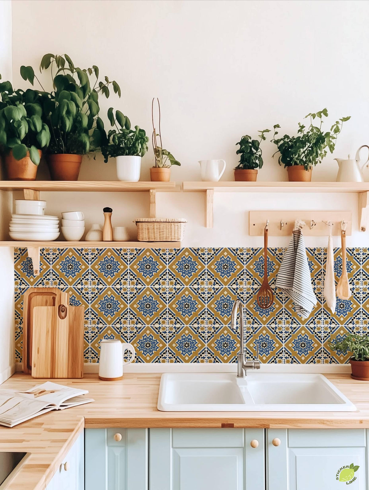 Blue Moroccan Star peel and stick tile decals, photo 5 of 8