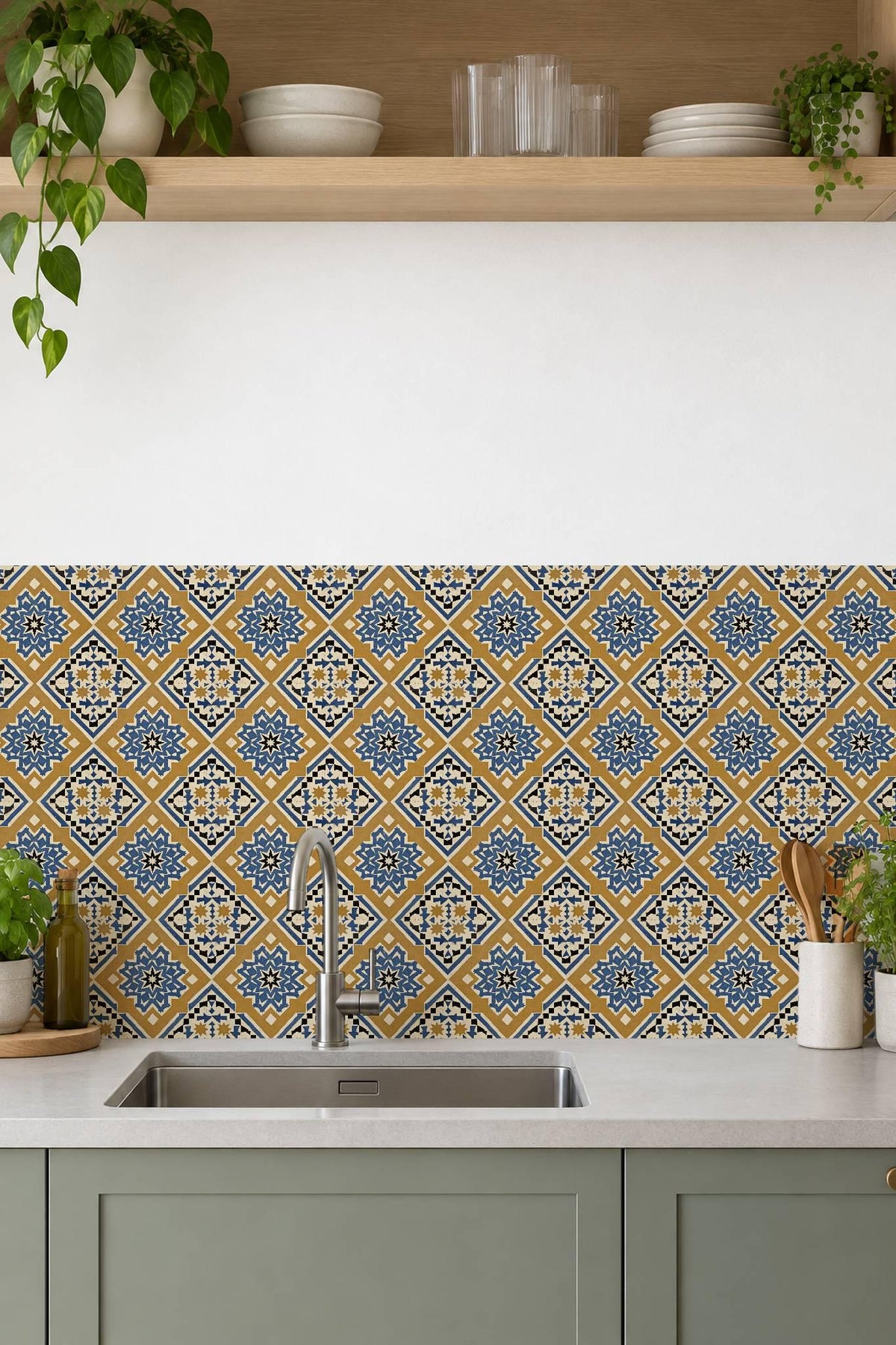 Blue Moroccan Star peel and stick tile decals, photo 6 of 8