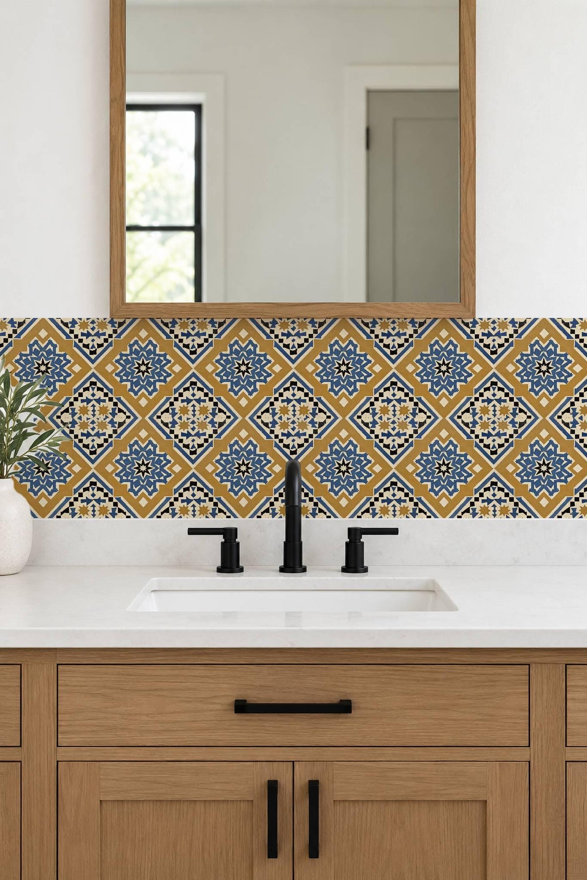 Blue Moroccan Star peel and stick tile decals, photo 7 of 8
