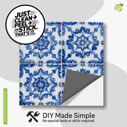 Blue Portuguese Decorative Motif peel and stick tile decals, photo 2 of 8