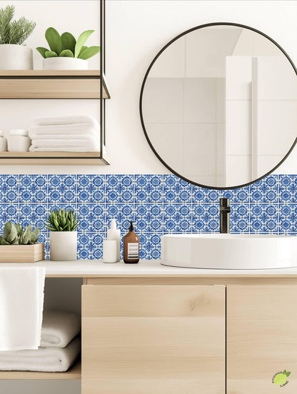 Blue Portuguese Decorative Motif peel and stick tile decals, photo 4 of 8