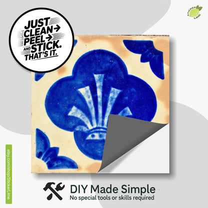 Blue Spanish Quatrefoil peel and stick tile decals, photo 2 of 8