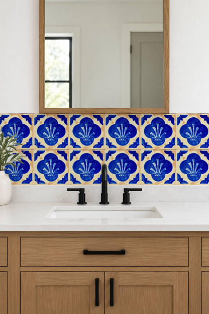 Blue Spanish Quatrefoil peel and stick tile decals, photo 7 of 8