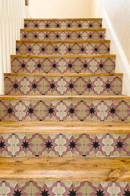 Blush Boho Star peel and stick stair riser decals