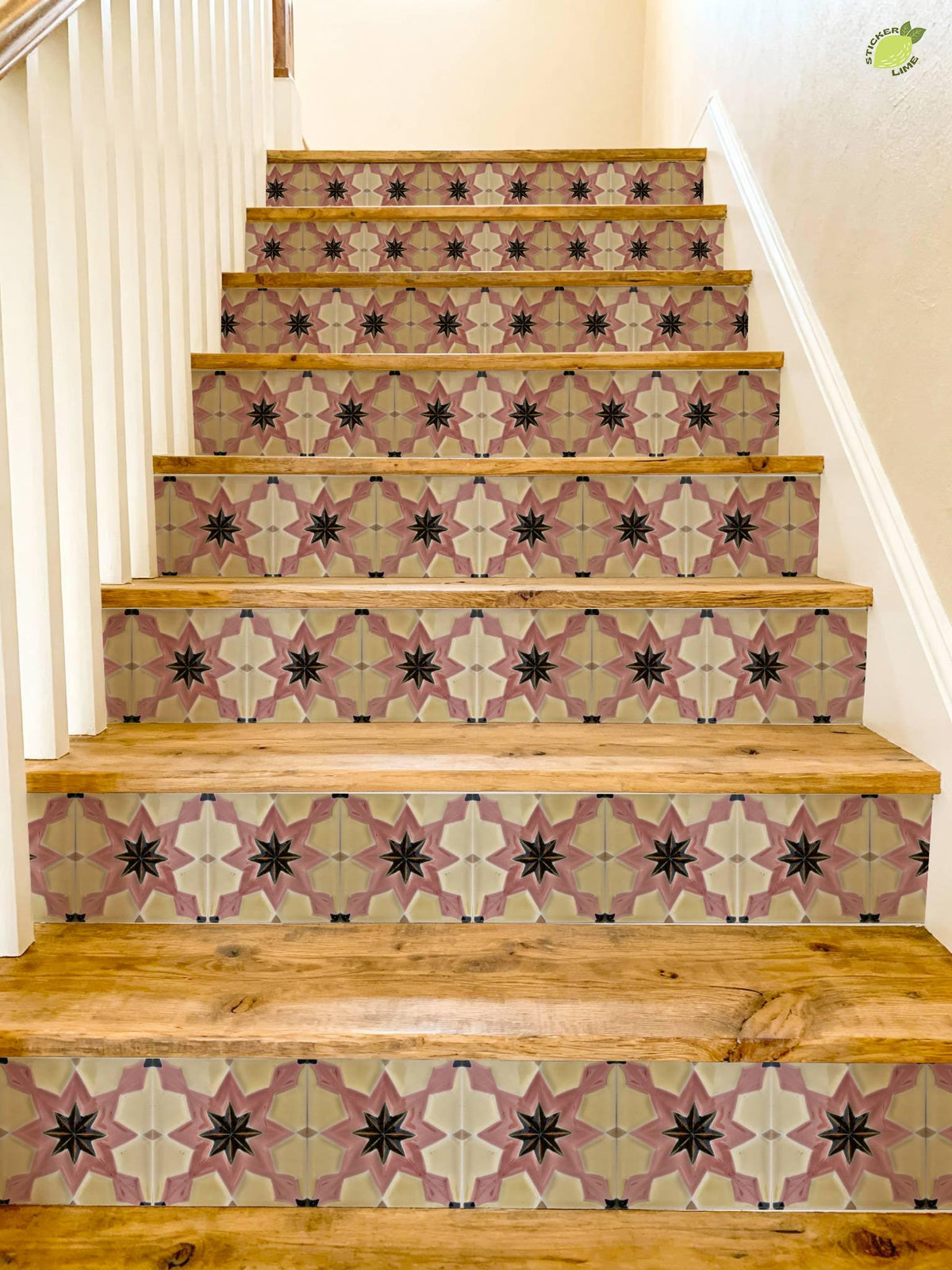 Blush Boho Star peel and stick stair riser decals, photo 4 of 8