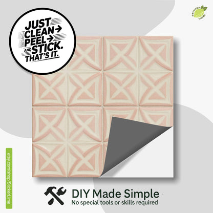 Blush Deco Lattice peel and stick tile decals, photo 2 of 8