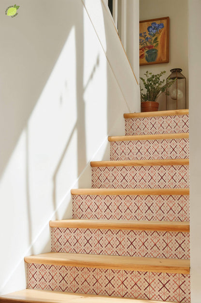 Blush Pink Deco Lattice peel and stick tile decals, photo 8 of 8