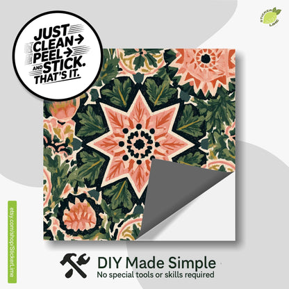 Boho Floral Starburst Botanical peel and stick tile decals, photo 2 of 8