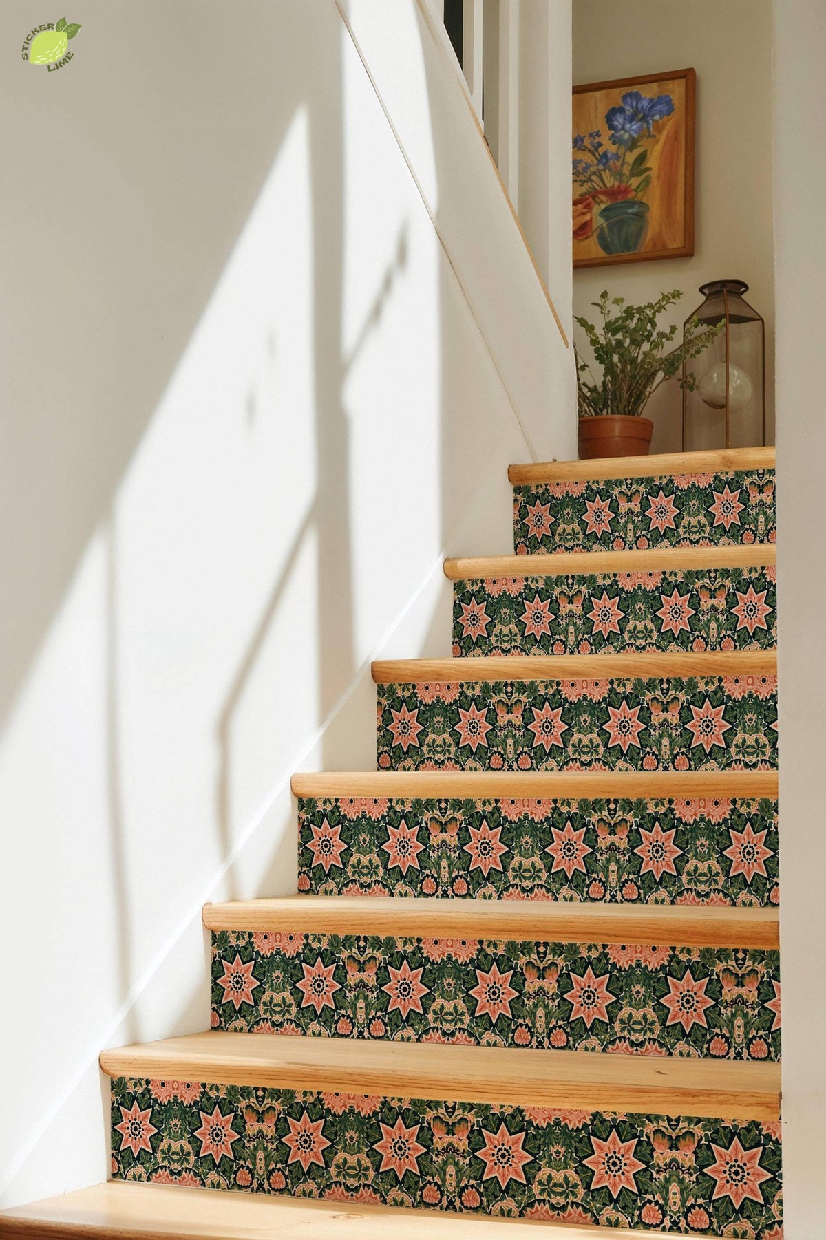 Boho Floral Starburst Botanical peel and stick tile decals, photo 8 of 8
