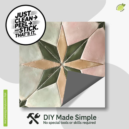 Pink & Beige Boho Star peel and stick tile decals, photo 2 of 8