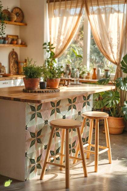 Pink & Beige Boho Star peel and stick tile decals, photo 4 of 8