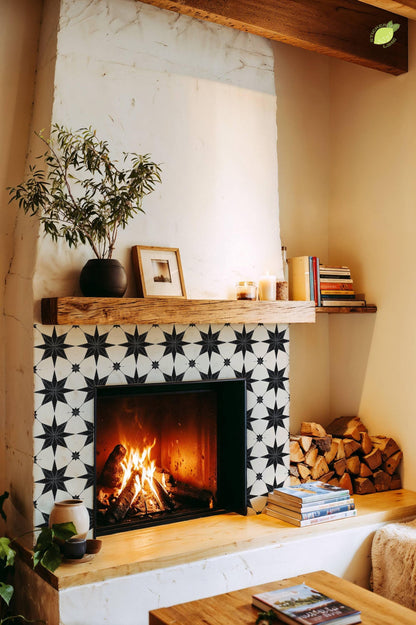 Black & White Boho Star peel and stick tile decals, photo 6 of 8