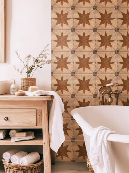 Beige & Brown Boho Star peel and stick tile decals, photo 5 of 8