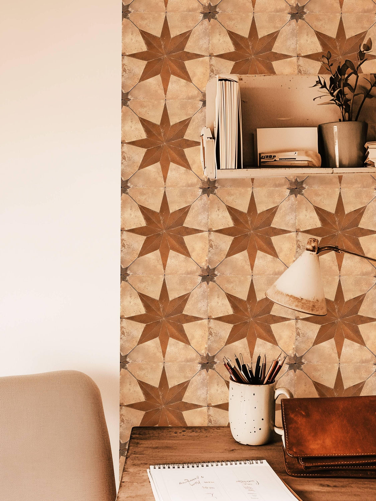 Beige & Brown Boho Star peel and stick tile decals, photo 8 of 8